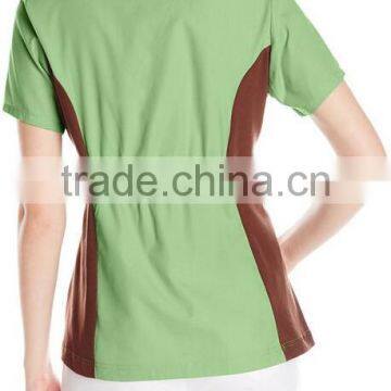 Top Selling Mock Wrap Women Medical Scrubs Wholesale Knit Panel Top photo-2