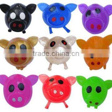 Soft TPR Hot Selling High Quality Colorful Pig Head Venting fidget Water Ball Toys