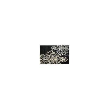 Latex Cotton Canvas Backed Black Floral Area Rug, Acrylic Hand-tufted Rugs