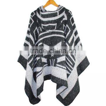2016 New Design Fashion Autumn Winter Acrylic Bohemian Poncho Shawls With Hooded for Women photo-3