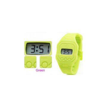 7mm Thickness Super Slim Precise Quartz Movement Green Ultra Thin Silicoe Digital Watch