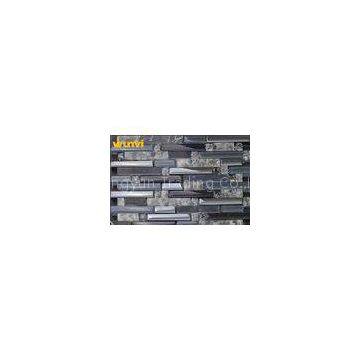 Dark Gray Crystal Strip Mosaic Tile , Glass Mirror Mosaic Tile Backsplash
