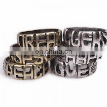 Fashion Personality Vintage Letters Flower Women's Alloy Finger Ring