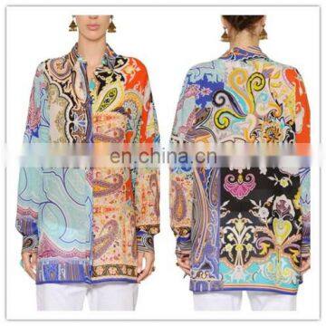 Latest New Design 100% Silk Print Women Shirt 8 Color t-shirt Silk Printing Shirt