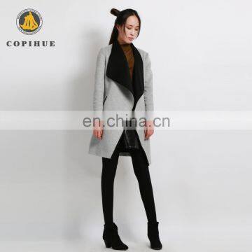 China Competitive Price Gray Long Coat Woman