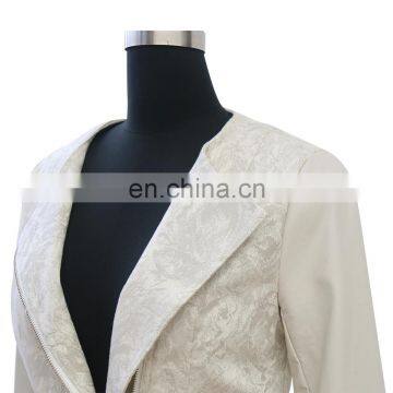 Women Latest Fashion Leather Jacquard Jacket photo-3