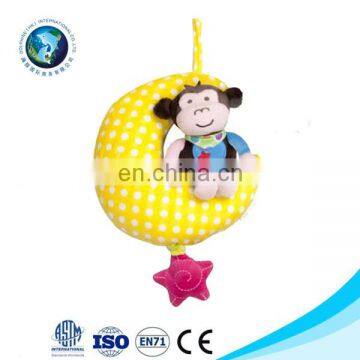 Cartoon Monkey Stuffed Baby Toys Electrical Music Mobile Toys For Baby Safety Bed Bell Toy