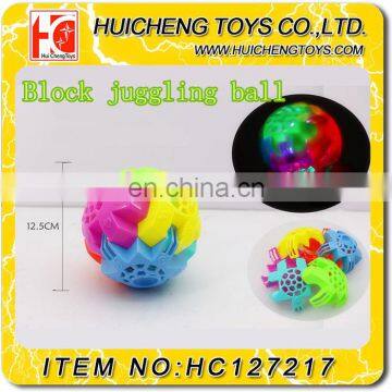 7PCS block juggling assembled 12.5CM flashing light glow music jumping ball promotion toys EN71