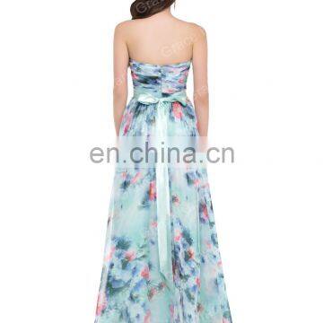 GK Flower Pattern Strapless Chiffon Long Printed Flora Prom Dress 8 Size US 2~16 GK000004 photo-3
