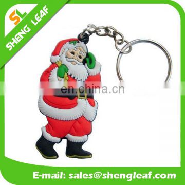 Custom made Santa Claus shape pvc soft rubber keychains