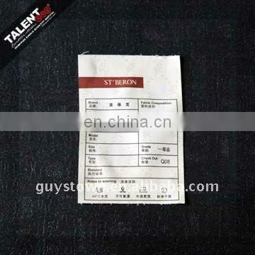 wholesale custom polyester satin printing wash care label for clothing