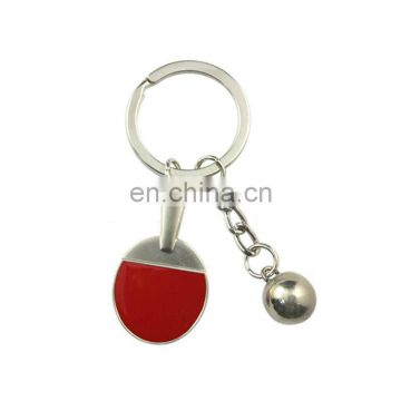 Custom ping pong paddle shape metal keychains for sale