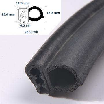 Dual Durometer Trim Seals Rubber Gaskets Sealing Weatherstrip Push-On Trim Seal, EPDM Rubber with a Steel Push-On Core