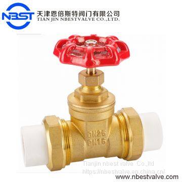 Double Union Ppr Pipe Connect  Manual Brass Gate Valve