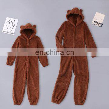 Hot Style Mom Plus Size Plush Jumpsuit Hooded Pajamas Parent-child Mom and me Sleeping Wear photo-3