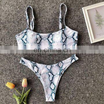 Retro Swimwear Women 2019 Push Up Bikini Set Snake Skin Printed Swimsuit Brazilian Monokini Thong Trikini Badpak Banadores Mujer