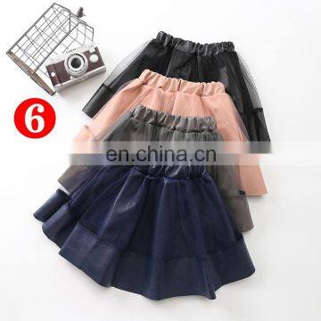 Sprint Autumn Vintage Kid Girl Pleated Skirt Children Girl Solid Pu Leather Pleated Skirt Short School Girl Skirt for 4-8T photo-7