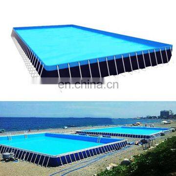 Large portable outdoor family rectangular pvc plastic inflatable steel metal frame swimming pool for summer