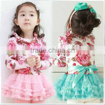 Floral girl pretty dress high quality -kids wear children wear