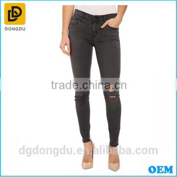 Fashionbale washed lady denim pants for fast delivery girl's latest design skinny jeans for women