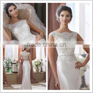 2014 New Arrival Sheath Wedding Dress with applique