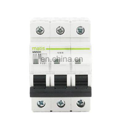 Customizable and wholesale top quality durable intelligent Matis MM50H-3P 380V 50/60hz mcb miniature circuit breakers