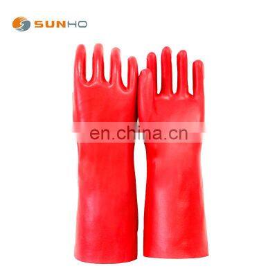 Sunnyhope work gloves safety construction red rubber hand PVC coated safety work gloves