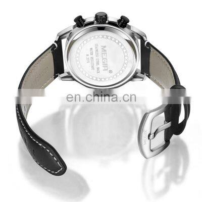 MEGIR 2071 Men's Analog Quartz Watch Fashion Casual Leather Round Buckle Best Men Watches Hot Product