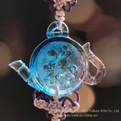 Handmade Crystal Religious Kwan Yin Buddha Head Car Hanging Pendant photo-5