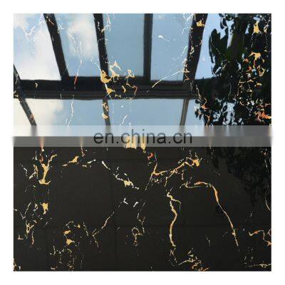 dubai building ceramics wear resistant black gold marble floor tile