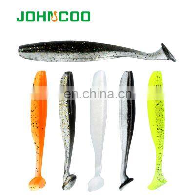 JOHNCOO 6pcs 90mm 4.6g Soft Bait Shad Silicone Lure T-Tail Fishing Lure Easy Shiner Swimbait Artificial Wobblers Bass Pike Lure