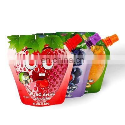 Spout pouch special-shaped aluminium plating  glossy clear food grade juice Mixed fruit stand up pouch