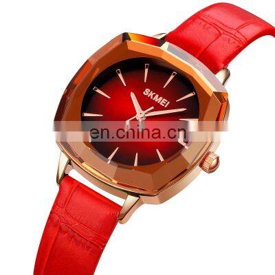 New Arrival Skmei 1795 Red Leather Strap Quartz Watch Customized Logo Brand for Women