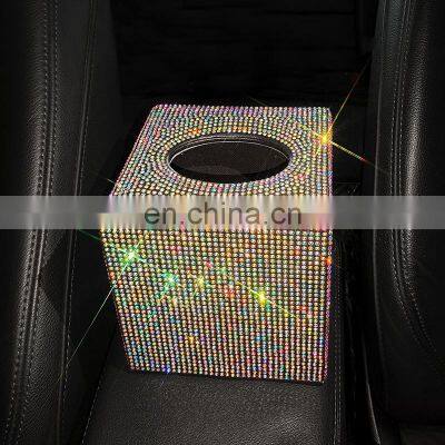 Creative Car Tissue Box Diamond Crystal Auto Tissue Holder Luxury Car Accessories Multifunction Bling Tissue Cover photo-4
