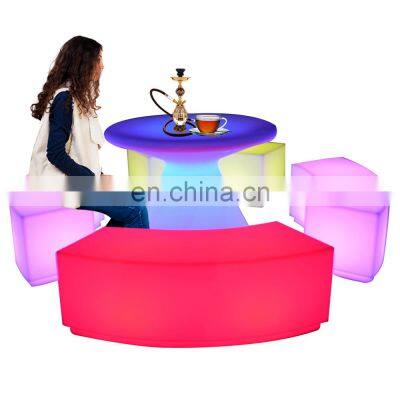 Glowing Outdoor Garden Patio Event Party Nightclub Hotel Luminous Plastic Furniture Table Chair Stool Set With Led RGB Lighting