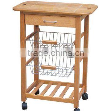 Solid wood kitchen Trolley with butcher block top