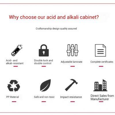 Gabinete de almacenamiento de ácidos de PP de laboratorio de alta resistencia con bandeja de contención de derrames soldada | Material anticorrosivo y no tóxico photo-5