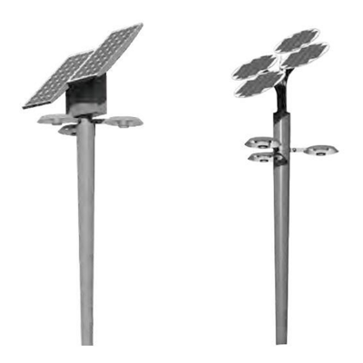 Lámpara solar para paisaje | Lámpara para la cima del poste WD-T108 | Tres cabezales de lámpara | Aluminio y acero inoxidable