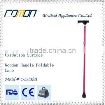 Aluminium Folding Walking Sticks With Wood Handle