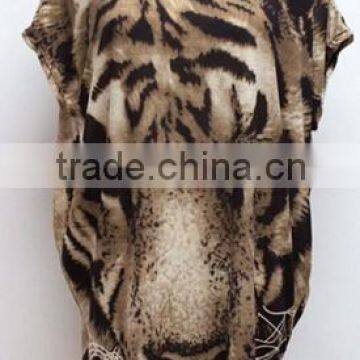 Instyles New Women's T-shirt Batwing-sleeve Tiger Animal Print T-shirt Spring-Summer Blouse boutique clothing Clothing