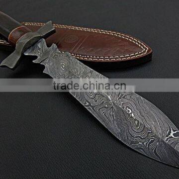 udk h111" custom handmade Damascus hunting knife / Bowie knife with Buffalo horn handle