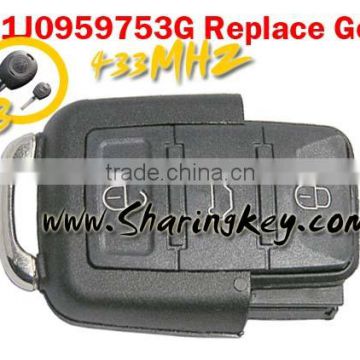 Best quality 3 Button Remote Replace Gol Horse Head Remote Control for vw