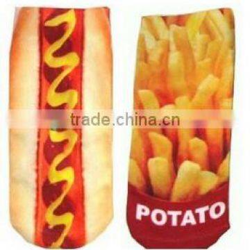 Women's Photo Ankle Socks Food Hot Dog French Fries Cheeseburger