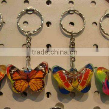 Butterfly amber keyring,Promotional rosin keyring,amber keychain pendant