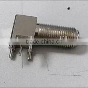 Nickel Plated F series type female rf connectors R/A PCB mount connector