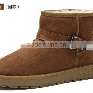 2015 High Quality Latest genuine Leather upper labo men's winter snow boots shoes black/gray