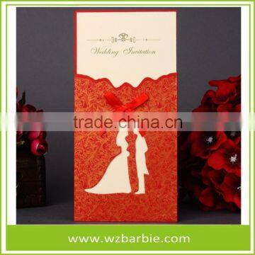 Promotional Red Wedding Invitation Card In China Factory, Laser Cut Greeting Card