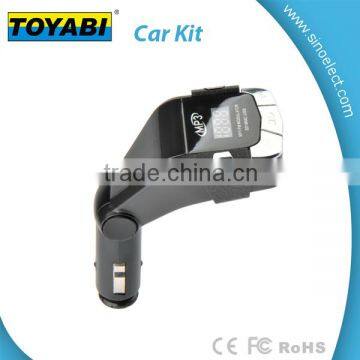 Black Bluetooth Wireless FM Transmitter Handsfree Car Kit MP3 Player with LCD Display USB TF Card Slot and Charging Port