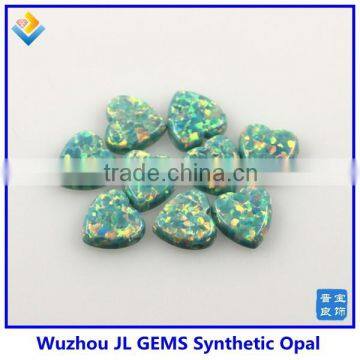 Synthetic Moon Yellow Light Green Machine Cut Heart Shape Opal Cabochon Make in China photo-6
