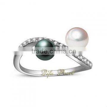 wholesale unique designs pearl rings, High quality Classic 925 sterling silver cultured pearl ring